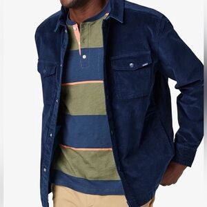 Chubbies Men Corduroy Button snap Shacket in Blue medium.